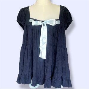 Urban Outfitters Kimchi Blue Kimchi Estella Babydoll Tunic Top in Blue